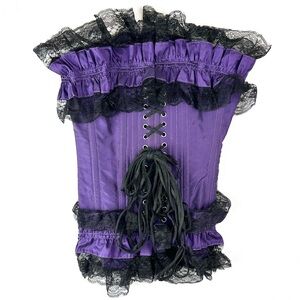 Burleska Purple Ruffle & Lace Up Lace Corset Whimsigoth Dark Fairy Grunge